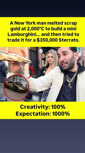 "Trading a Mini Gold Lambo for the Real Thing: The Ultimate New York Flex."