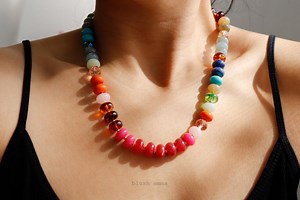 Bold Chunky, Colorful High Tone Beaded Necklace, Resin Candy Rondelle Beads, Faux Stone Dainty Minimal Jewelry, Coastal, Bestie Her Gift - Etsy