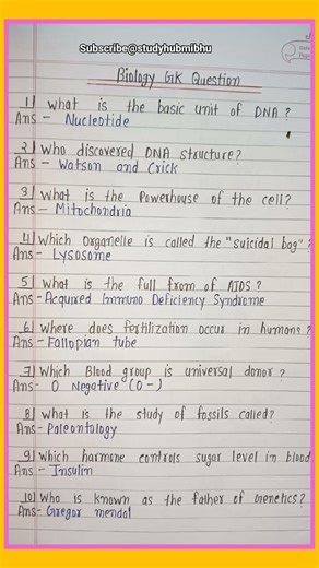 Biology Gk Questions #english#shorts