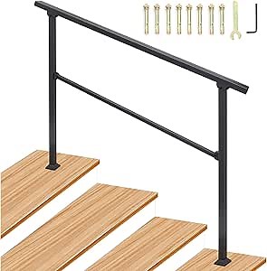 4 Steps Handrails for Outdoor Steps Black Iron (3-4 Steps Handrail)