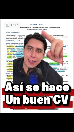 Así se ve un CV que consigue resultados ✅ Nombre claro y visible ✅ Área de expertise con palabras clave estratégicas ✅ Perfil profesional conciso y directo al valor que aporta ✅ Experiencia laboral con logros cuantificables 📈 ✅ Competencias técnicas y herramientas actualizadas ✅ Formación académica y cursos relevantes Cada sección está pensada para pasar los filtros ATS y captar la atención de los reclutadores en segundos. 📄 Este es un CV estratégico. ¿Quieres uno así para ti? 💬 Si necesitas 