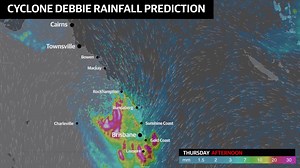 RAINFALL PREDICTION: After Cyclone Debbie makes landfall it will track down Queensland toward the Gold Coast bringing heavy rain and strong winds. The Gold Coast can expect up to 130mm of rain from Thursday through to the weekend. STORY: http://bit.ly/2ncDqVe ROLLING CYCLONE UPDATES HERE: http://bit.ly/2nur5OV | Gold Coast Bulletin