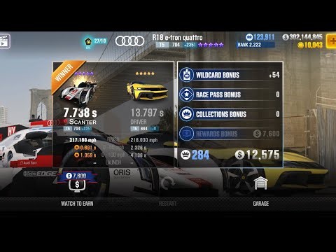 CSR2 - R18 e-tron quattro (body stock) (1/2 mile) - tune & shift for Tournaments (day 3) - 7.738