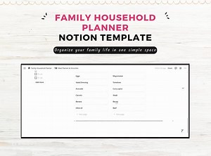 Notion Template Family Household Planner| Home Management Notion Planner| Family Planner Notion Dashboard| Home Organizer| Meal Planner - Etsy