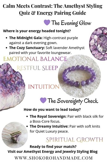 Amethyst healing properties, gemstone jewelry styling guide and quiz