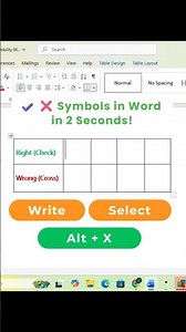 How to Insert Right and Wrong Symbols in MS Word Using Keyboard Shortcuts #shorts #excel