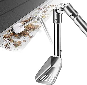 Gutter Cleaning Tools, 6.4FT Gutter Cleaner with Pole & Gutter Brush, Gutter Cleaning Tools from The Ground for Removing Leaves and Debris from roof gutters