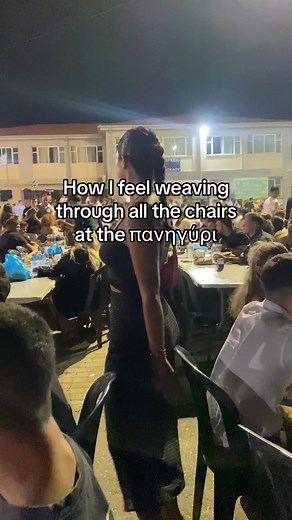 Weaving through Chairs at the Greek πανηγύρι | Bella Hadid
