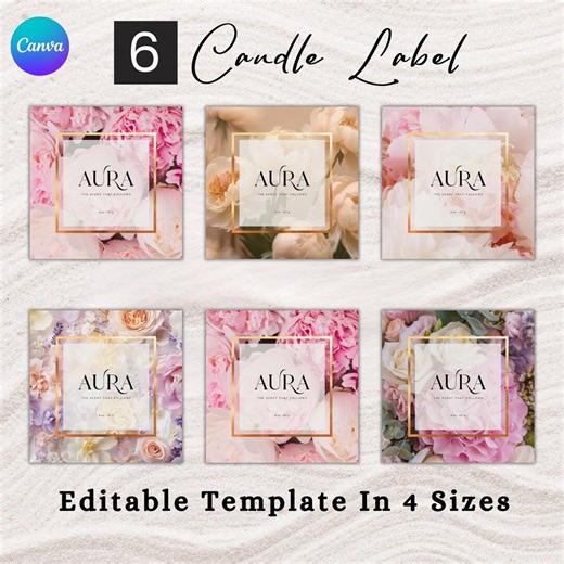 Floral Candle Label Template: Editable DIY Design (digital Download) - Etsy