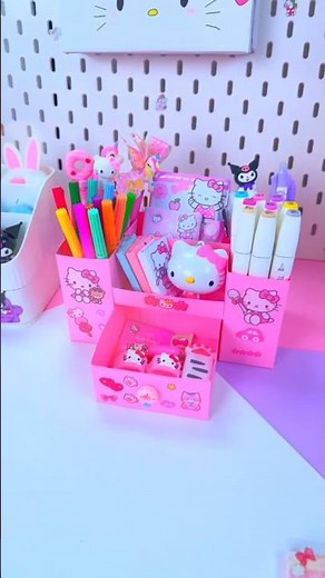Organizador de Mesa da Hello Kitty Super Fofo! 🎀🩷 #papercraft #organizer #diy