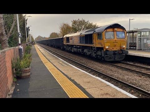 “Signalman Willie Taylor” 66308 6E57 with 22 blue GBRf JNA wagons 09;17 1E Lea Road 6/11/2025