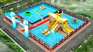 [Hot Item] Inflatable Water Park Combo Inflatable Water Slide Steel Frame Swimming Pool