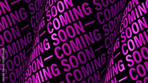 Video Stock Coming soon animation 3D magenta purple indigo text tube seamless loop animation on black background. 4k looping background for Movie Trailer, Music Teaser, Intro Video, Outro, Show Promotion.