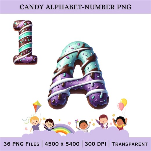 Candy Alphabet PNG A-Z 0-9 | Chocolate Drip Letters | Sweet Party Clipart Kids Digital Download Set - Etsy