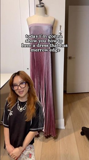 How to hem pleated fabrics with a merrow edge/rolled hem finish #serger #sewingtutorial #juki654de