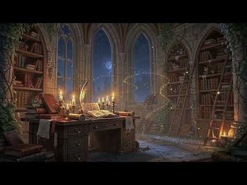 📖 Midnight Study Sanctuary | Cozy Fantasy Library | 3 Hours | NO ADS