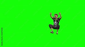 3d animation of a boy appears sitting down before standing walking ,climbing and jumping showing off his physical fitness. Stock Video