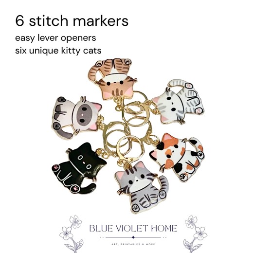 Cutie Cats Stitch Markers: Knitting and Crochet Accessories - Set of 6 - Etsy