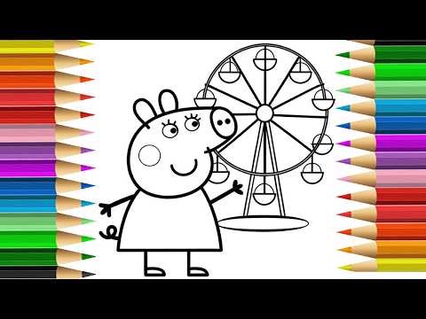Pippa Pig Drawing, Painting and Coloring for Kids and Toddlers// How to Draw & color Cute Pippa Pig