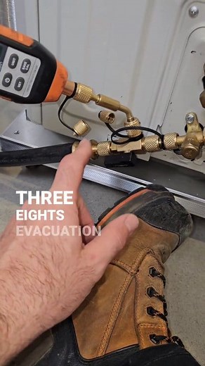 A quick tutorial of how to perform a decay test. Close off the core removal tool to isolate the system and watch for a rise in pressure. On a small system like this (9k btu) a few minutes should be good. On larger systems you'll want a longer decay. If the pressure spikes and doesn't flatten, it's most likely a leak, if its rises and flattens at 2000 microns for instance, you have some more evacuation to do. This set up had the system down below 500 microns in less than 5 minutes. Tools used in