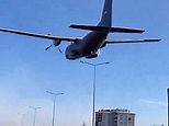 Military jet skims just yards over busy road before crash landing in Turkey