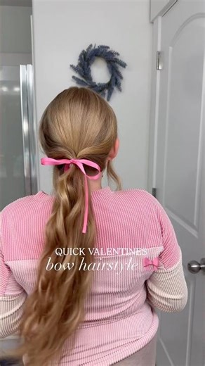 Easy bow hairstyle for Valentines 💘 #longhair #hairstyle
