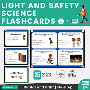 Light and Safety Science Flashcards | Reflection of Light Activities | Grade 3