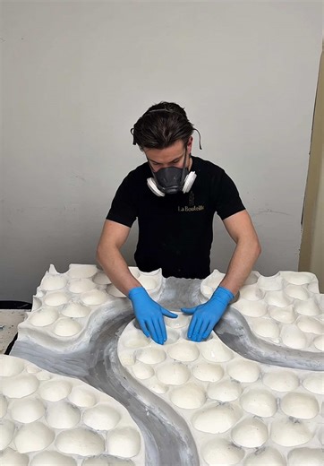 Start a new artwork with me using styrofoam. Part 2. I want to create a landscape with a crystal clear blue river going through it. #abstractart #3dwallpainting #textureart #artbasel #homedecor