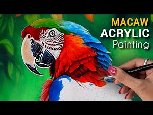 Acrylic painting of Macaw Parrot | Macaw Painting | STEP BY STEP Tutorial
