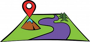 Karte mit Pin-Zeiger-Symbol, Symbol-cartoon