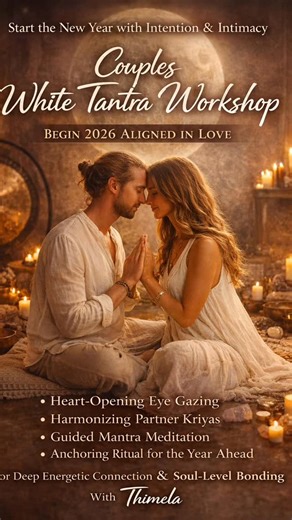 Thimela - Ved Kirti Kaur Kundalini • Chakras • Sound Healing on Instagram: "✨We have a date! As we step into a brand new year, this sacred workshop invites couples to begin 2026 with intention, presence, and deep energetic alignment. Through the ancient practice of White Tantra, you’ll be guided through a powerful blend of Kundalini yoga, breathwork, mantra and eye-gazing to dissolve tension, strengthen emotional intimacy, and awaken the heart centre. Held by Thimela’s nurturing presence, partne