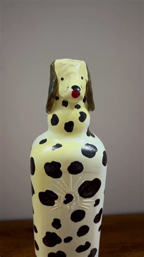 DIY dog bottle craft | Bottle painting ideas animal series | Dog craft on glass bottle