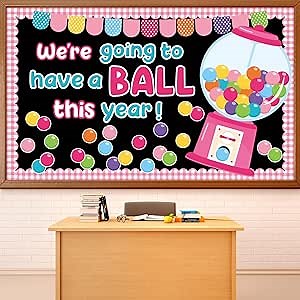 Gumball Machine Bulletin Board Set Pink Bubble Gumballs Bulletin Board Decorations Bubble Gumball Cutouts for Welcome Back to School Candy Theme Classroom Educational Learning Activities Decoration