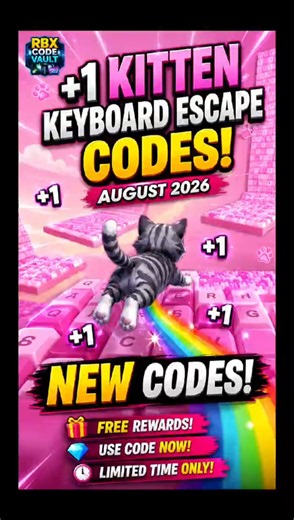 +1 Kitten Keyboard Escape Codes (August 2026) 🐱 NEW CODES #roblox #codes