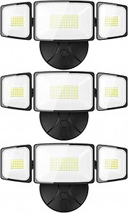 Onforu 3 Packs 75W Flood Lights Outdoor, 7000LM Brightness Security Lights,Switch Controlled, IP65 Waterproof, 6500K Exterior LED Flood Light with 3 Adjustable Heads for Yard Home
