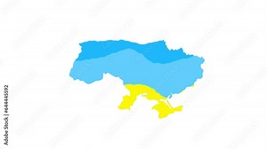 Ukraine geographical country map with flag europe animation