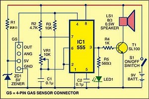 Gas leak detector project circuit with details
