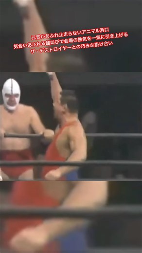 元気があふれ止まらないアニマル浜口 気合いあふれる雄叫びで会場の熱気を一気に引き上げる ザ・デストロイヤーとの巧みな掛け合い