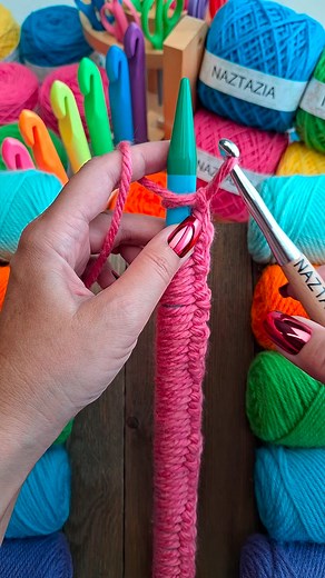 Crochet hooks and knitting needles can be combined to help out with several fiber art techniques, including casting on the initial loops for knitting as well as the initial loops for broomstick lace crochet. #reels #crochet #knitting #artist #yarn #makersgonnamake #tutorial #crochetlove #yarnlove #crocheting #naztazia | Naztazia