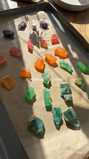 Here’s the exact recipe I followed for Kohakutou — Japanese crystal gummy candy that’s crunchy on the outside and chewy inside: ￼ 🍬 Kohakutou Crystal Candy • 12 g agar agar (Telephone brand) • 14 oz cool water • 24 oz sugar • ¼ tsp candy flavoring • ⅛ tsp citric acid (optional) • Drops of liquid food coloring for prettiness 🔥 How I made these: 1. Sprinkled agar over cold water, let it absorb. 2. Simmered until agar dissolved. 3. Added sugar boiled ~2–3 min. 4. Off heat: toss in flavor citric a