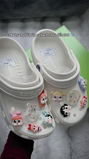 Baby Cry full charm dép, túi tag Crocs đầy đủ các mom ơii, 4 màu: Trắng Kem Đen Hồng, size 36-43 ạ #crocs #depcrocs #depsuc #xuhuong #trending