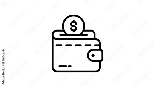 Vector of cash wallet, animated icon of wallet having dollar coin in editable style