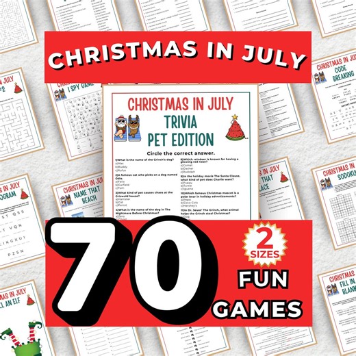 Christmas in July Games Bundle, Family Reunion Games, Family Christmas in July Party Ideas, Summer Activities, Kids Teens Adults Seniors - Etsy