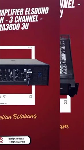 Power Amplifier Elsound Class H 3 Channel MA3800 3U 1