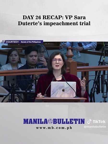 DAY 26 RECAP: VP SARA DUTERTE'S IMPEACHMENT TRIAL The 26th day of the impeachment trial against Vice President Sara Duterte on Wednesday, Sept. 16, marked the appearance of the amici curiae (friends of the court), to present oral arguments on the proper interpretation of the conviction threshold, that is the requirement of two-thirds of the Senate in order to convict Duterte. The amici curiae is composed of retired chief justice Artemio V. Panganiban, retired chief justice Reynato S. Puno, retir