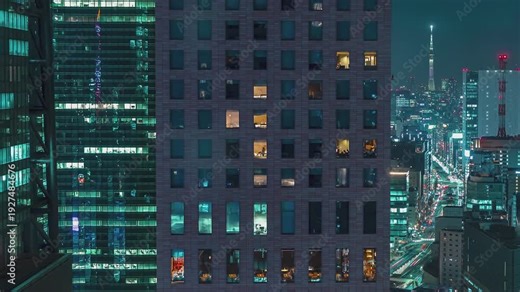 Tokyo Night Cityscape Time-lapse skycrapers