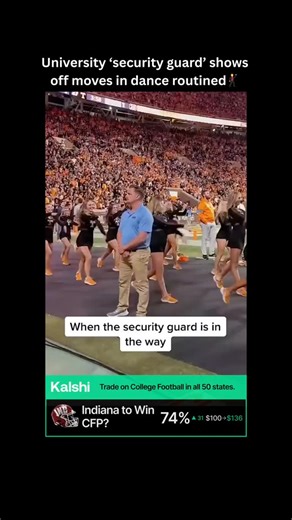 People get Karma on Instagram: "👉 Click the link in bio to claim $10 with code CFP10 University security guard casually steals the show by busting out dance moves with the cheerleaders 😂💃🕺 Went from campus security to halftime MVP real quick 👏 Pure vibes only 😮‍🔥🔥"