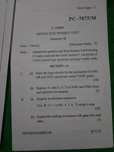 Digital Electronics question paper BCA sem 2nd #2024 #bca #digitalelectronics #pup #exam