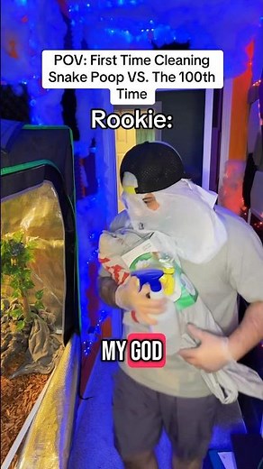 POV: 1st time cleaning snake poop VS. the 100th time. #funny