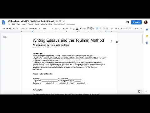 Writing Essays and Using the Simplified Toulmin Method